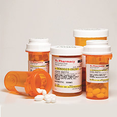 Prescription bottle  and pills